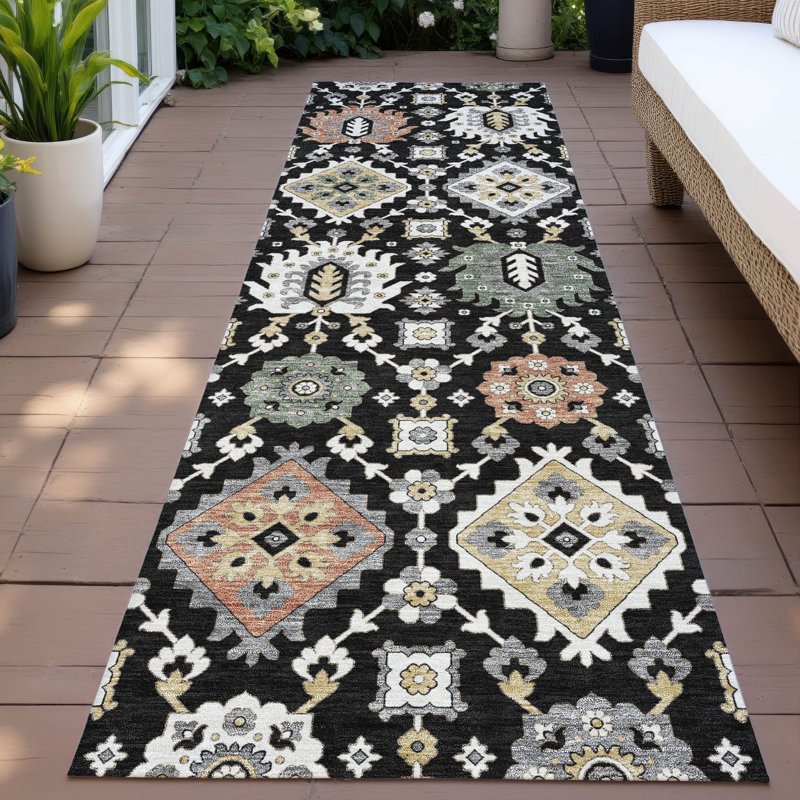 Machine Washable Indoor/Outdoor Husby ACN2200 Bohemian Rug, Runner 2'3" x 7'6"