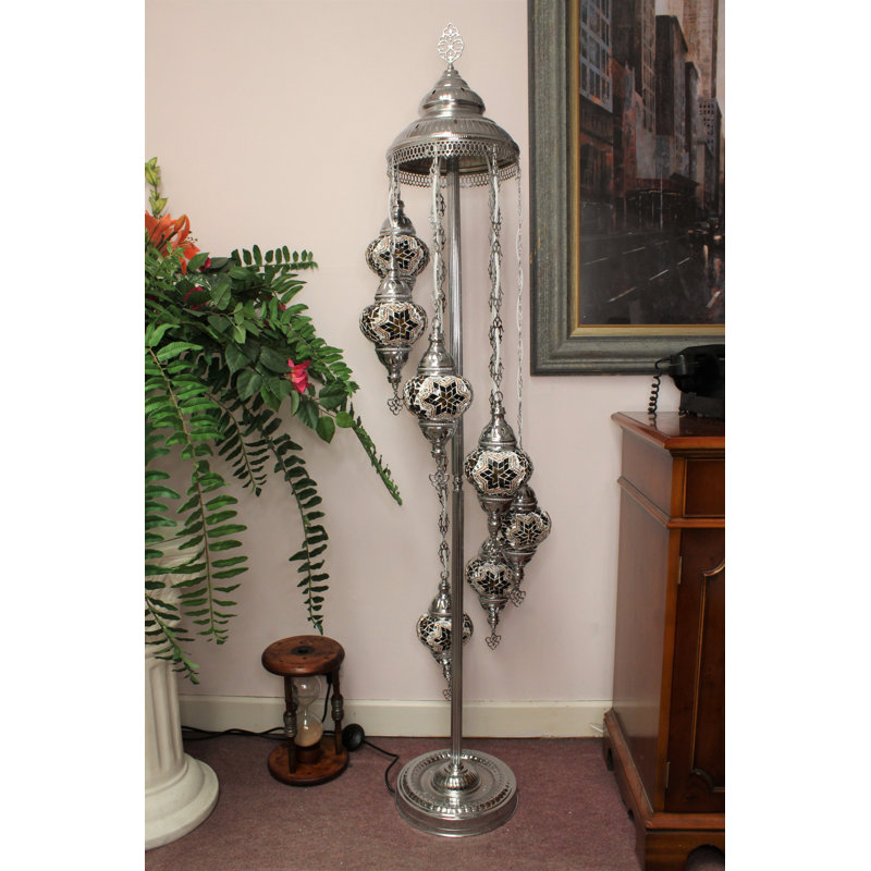 Flynn 165cm Lighting Floor Lamp, Brown/Amber, Silver