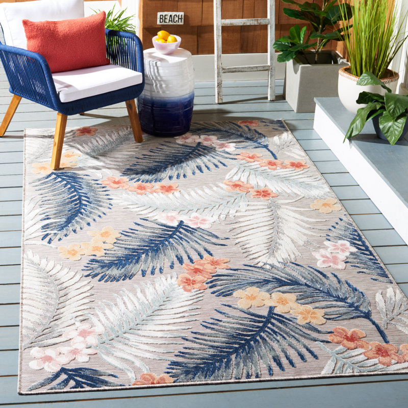 Souder Performance Floral Indoor/Outdoor Area Rug, Rectangle 5'1" x 7'6"