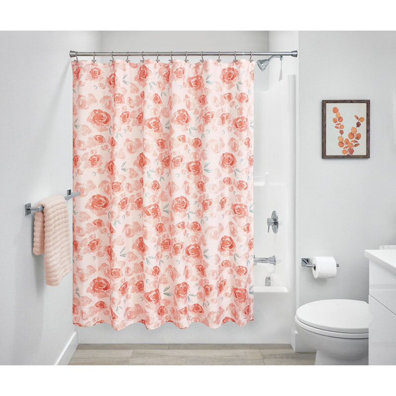 Rideau de douche en polyester iDesign Watercolor Floral - 12 boutonnières renforcées - 72 po x 72 po - Pêche