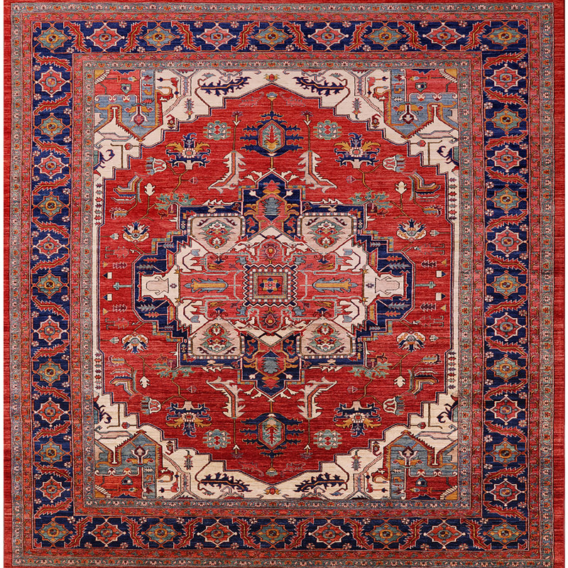 Tapis de style oriental rouge, Carré 4 pi