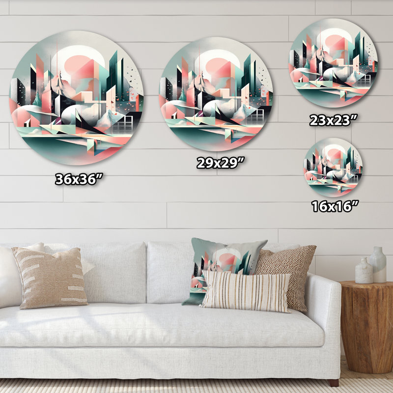 Décoration murale rose en métal Minimalisme, H 16 po x l 16 po x P 1 po