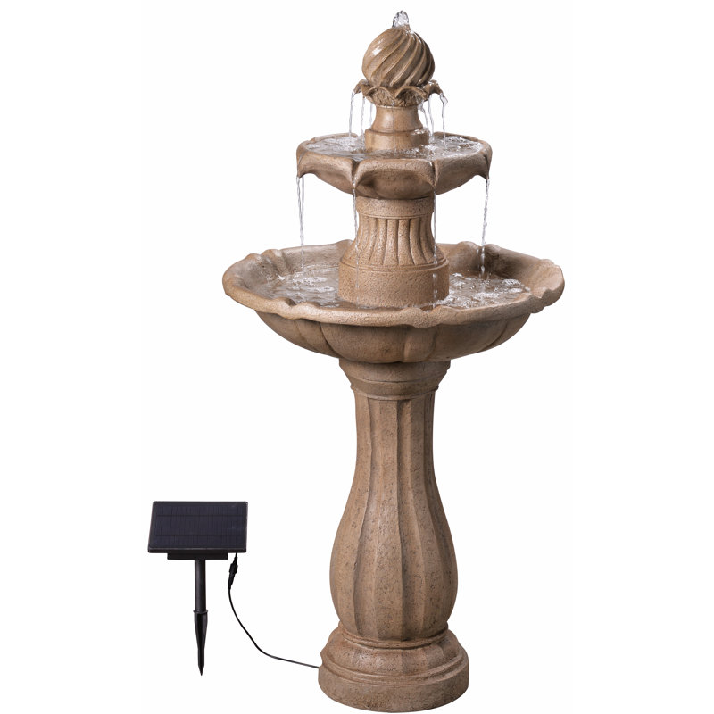 Fontaine solaire en résine à 2 niveaux