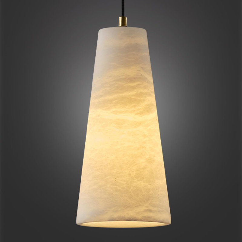 Luminaires suspendus 1 lumière en albâtre naturel Neda (ampoules à intensité variable INCL), Laiton