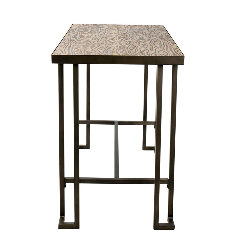 Reclaimed Wood Rustic Brown Counter Table with Steel Frame
