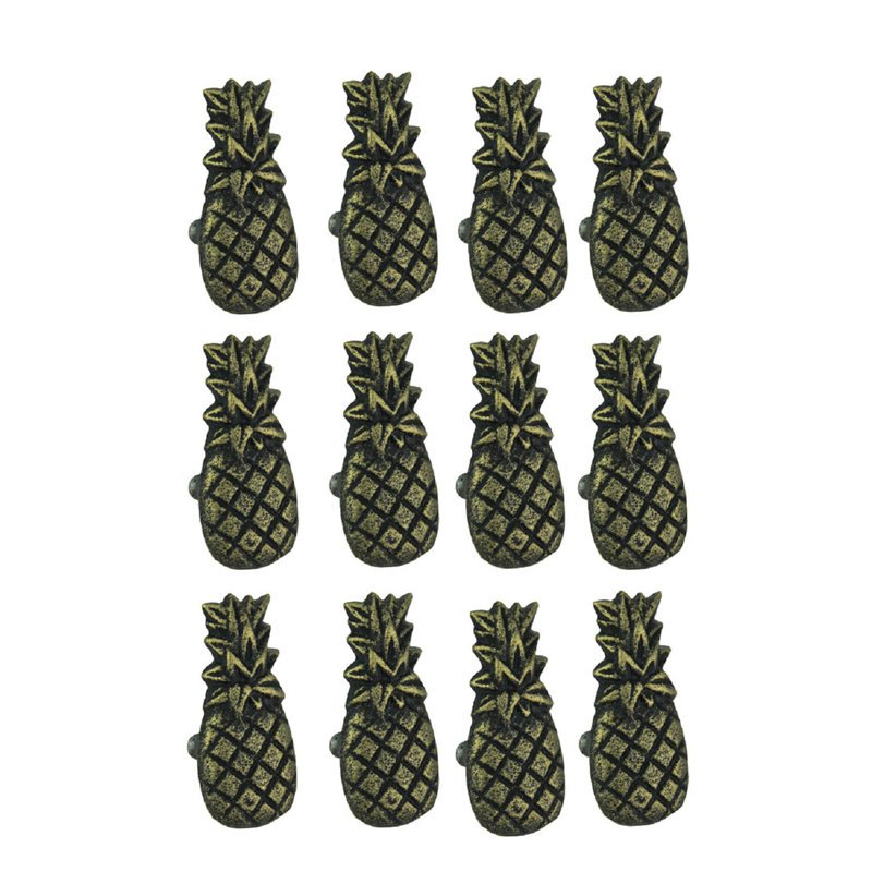 Ensemble de 12 poignées de tiroir ananas en fonte au fini laiton antique vieilli, H 2,25 po x l 1,25 po x P 1 po