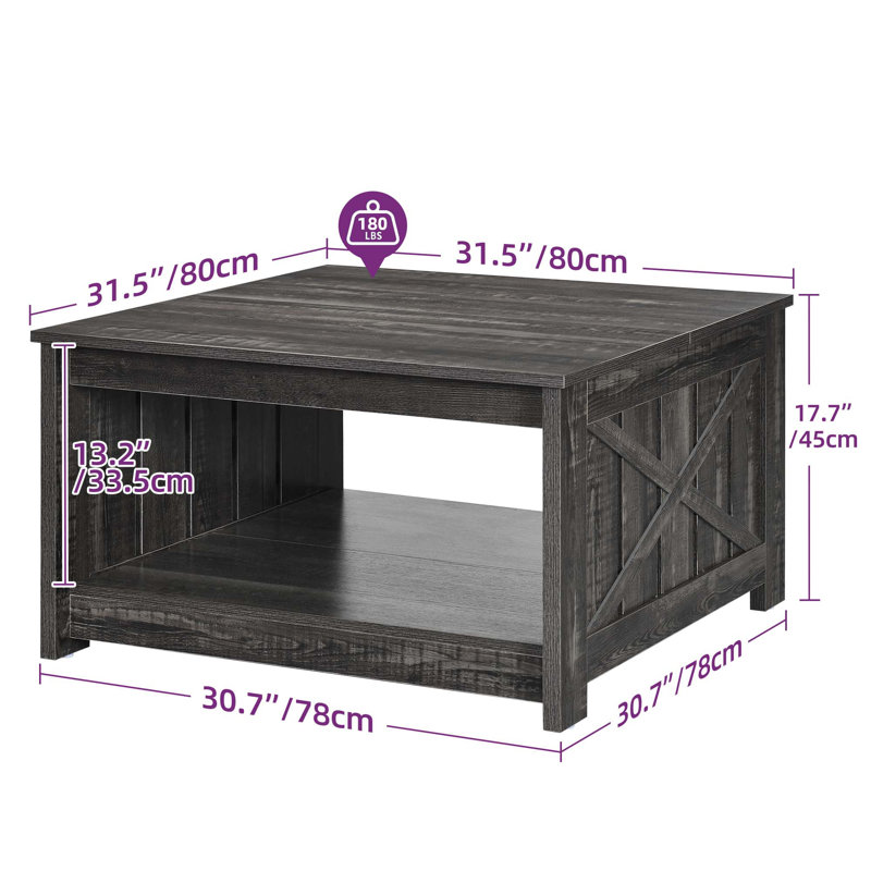 Vesely Farm House 4 Legs Coffee Table with Storage, Gray