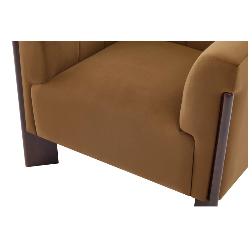 Chaise d'appoint moderne avec dossier capitonné et accoudoirs arrondis Kesten, Yellow Velvet