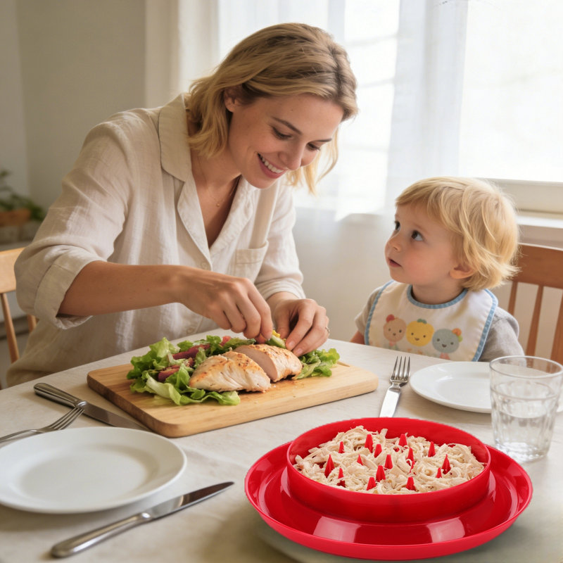 Handheld Meat Shredder With Rotating Lid, Large Capacity Round Shredding Plate For Home Kitchen Use