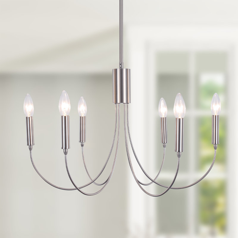 Clerise Dimmable Chandelier, Nickel, 6