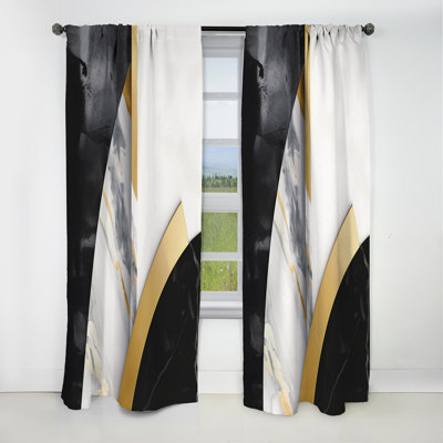 Marble Painting Shapes - Abstract Marble Curtain - Blackout Marble Curtain - 1 Panels