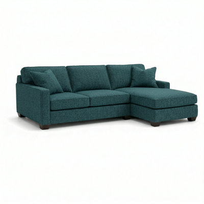 Clifford Sectional – Made in USA, 5-Day Shipping, Custom Fabric Options, L-Shaped Sectional Wholesale Sectional Furniture - Fabric Hepburn Teal - Colo