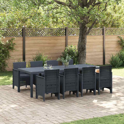 Ensemble de salle à manger de jardin 9 pièces vidaXL en polypropylène anthracite