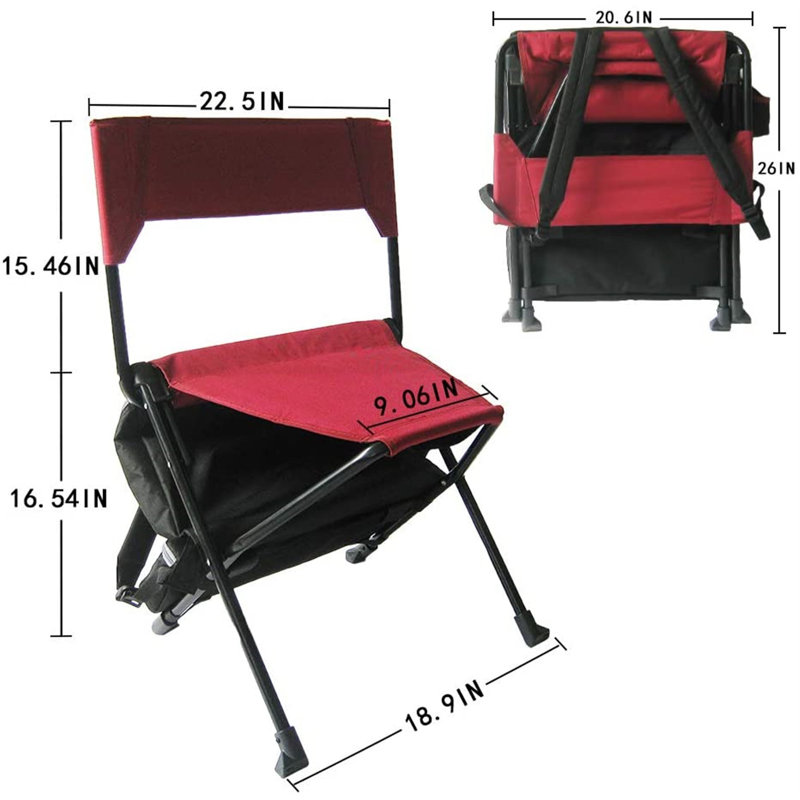 Zenree Portable Durable Folding Backpack Chair, Red