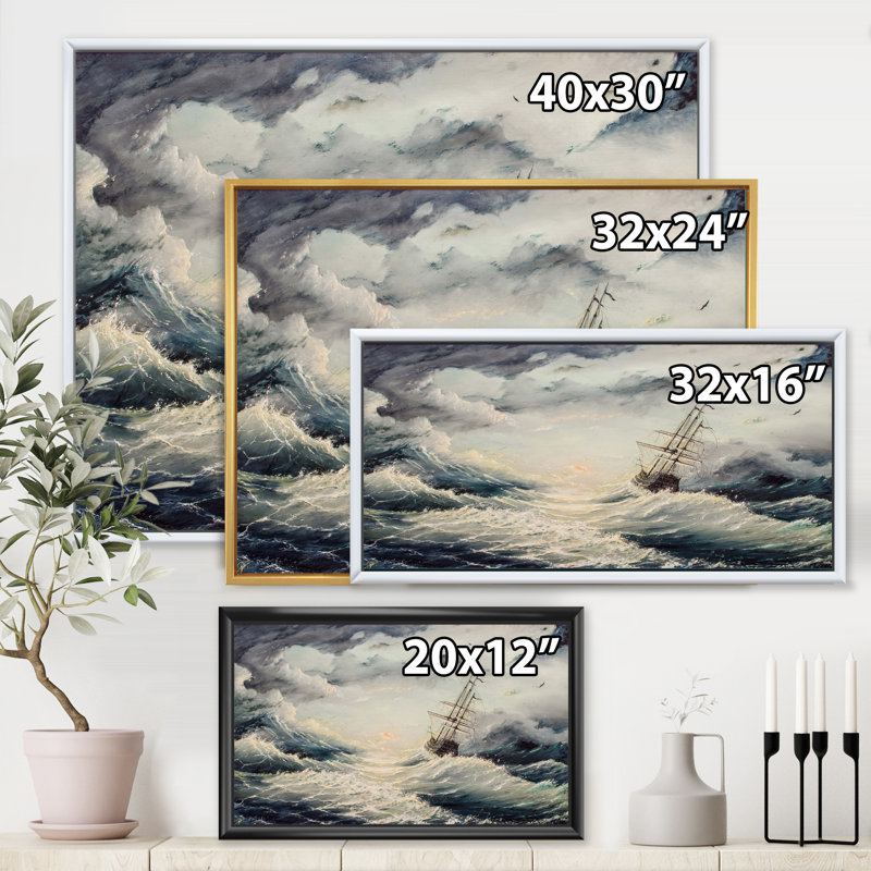 Struggle with the Elements - Peinture sur toile, H 16 po x l 32 po x p 1 po, Toile avec cadre noir