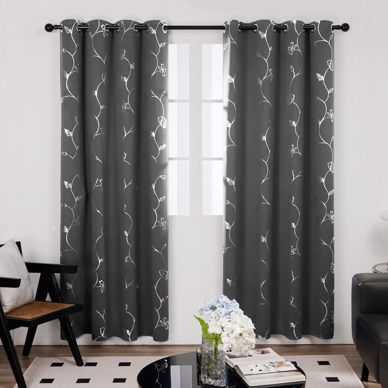 Room Darkening Curtain Panel Pair, Black, 52" W x 95" L