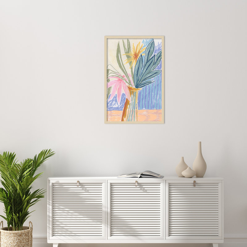 «August Bouquet» encadré sur papier par Kate Aurelia Holloway, H 13 po x l 9 po x P 1 po, Brun