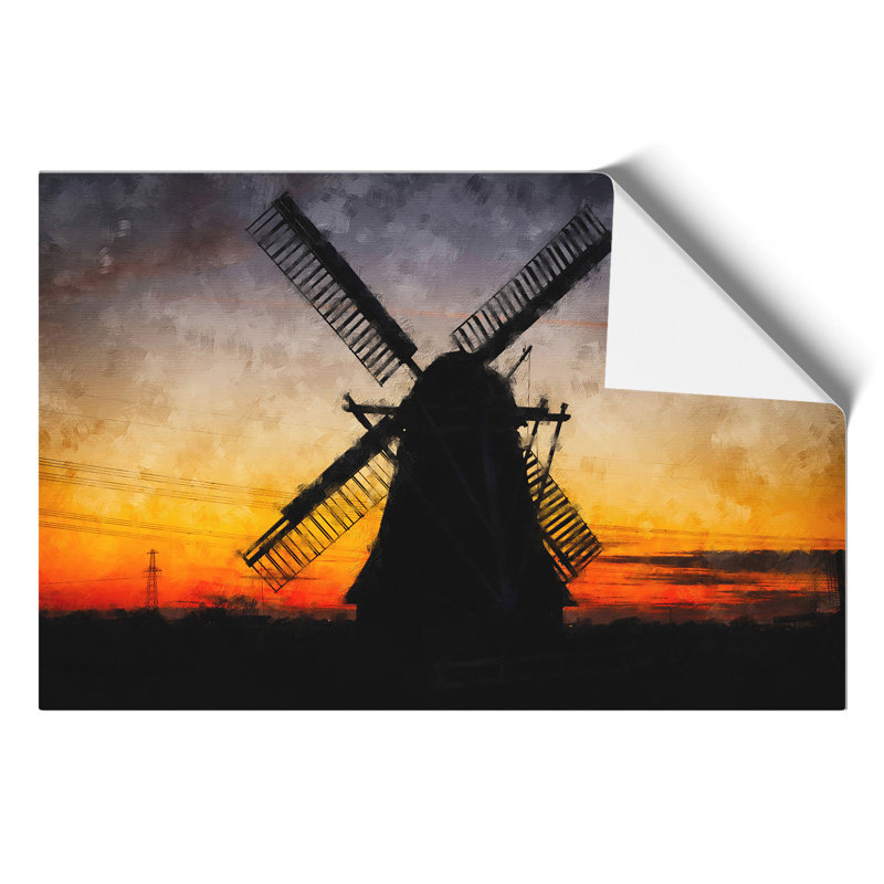 Windmill at Sunset Painting - Frameless Print, 42cm H x 59cm W x 0.1cm D