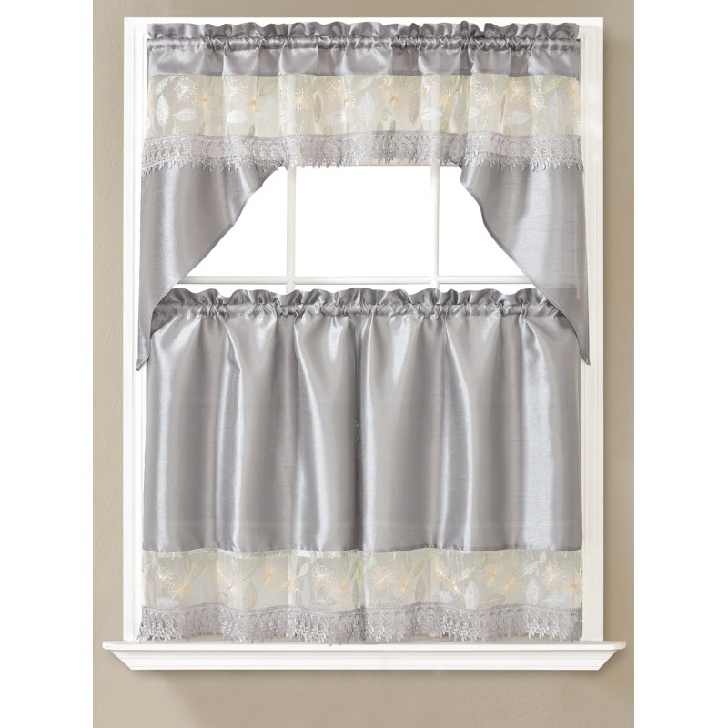 Ensemble de rideau de cuisine Shyler, Gris