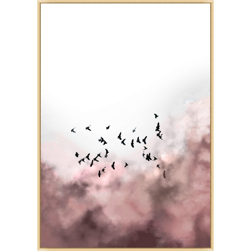 «Rose Doves» par Mat Sanders - peinture sur toile à cadre flottant