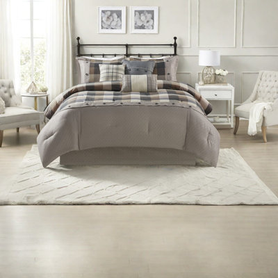 Ensembles de literie luxueux 7 pièces, style campagnard à chevrons en polyester pour le confort de la maison