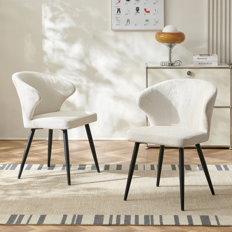 41.5 cm H Boucle Side Chair, Cream Bouclé