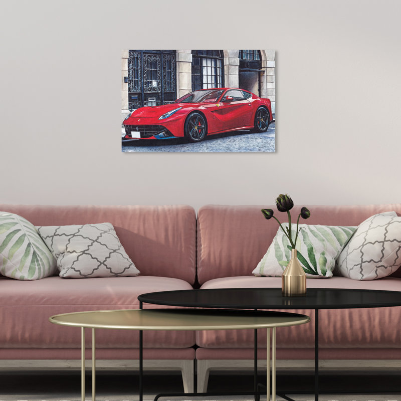 Transport, rouge, transport traditionnel - Impression sur toile, H 10 po x l 15 po, Toile tendue
