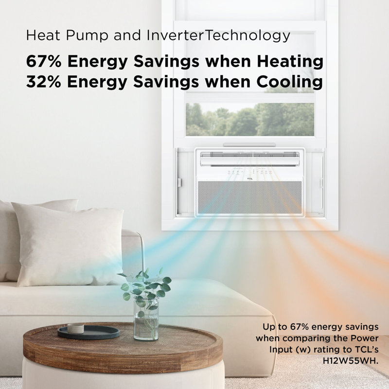 TCL Q-Series 12,000 BTU 550 Sq. Ft. Smart Inverter Window Air Conditioner with Heater, Remote Control & Wi-Fi Compatibility