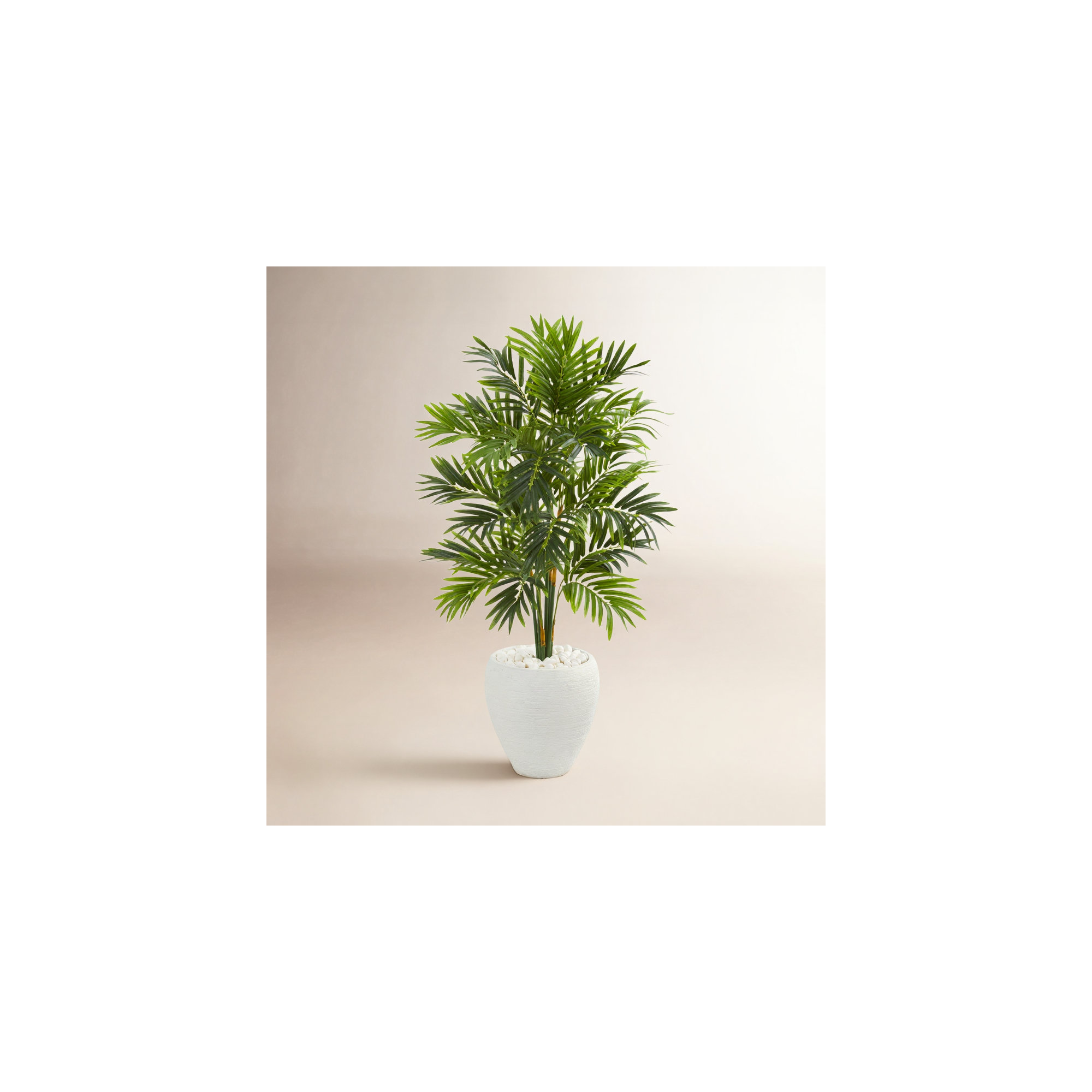 Faux Palm Tree in Ceramic Planter, 48" H x 26" W x 26" D, White