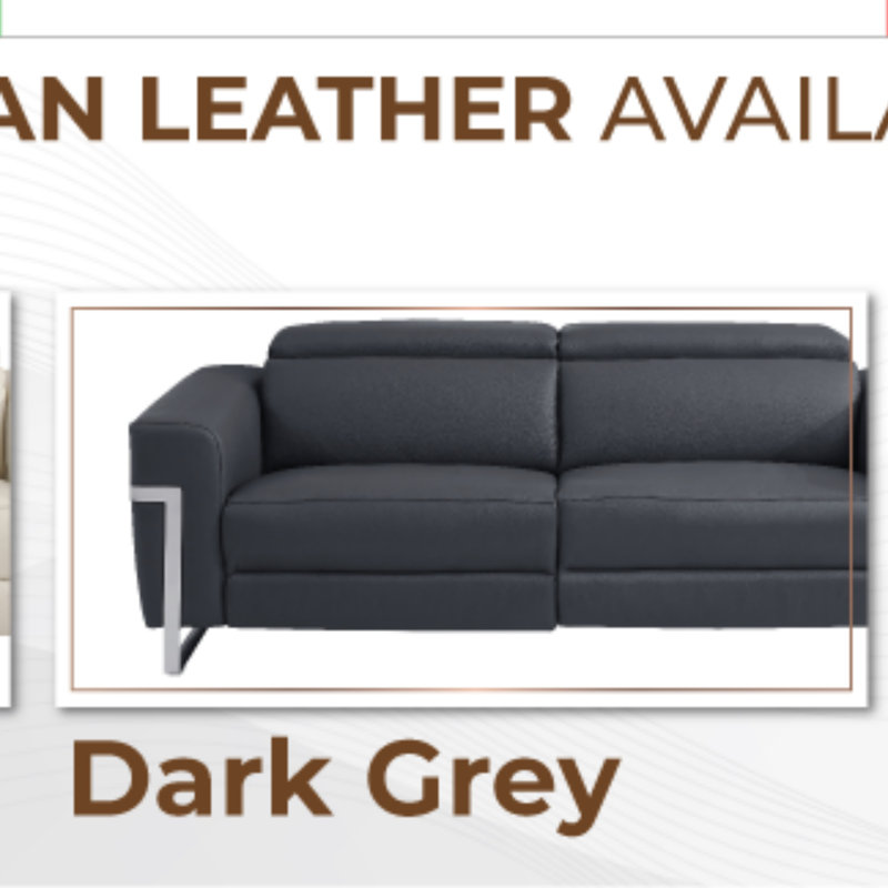 Causeuse en cuir avec fauteuil inclinable Global United, Gris foncé