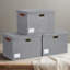 Grands bacs de rangement pliables de 17 pouces avec couvercles, lot de 3 organisateurs de garde-robe empilables en tissu avec poignées en polyuréthane et étiquettes amovibles, boîtes de rangement décoratives pour la maison, la chambre à coucher, le bureau, la chambre de bébé