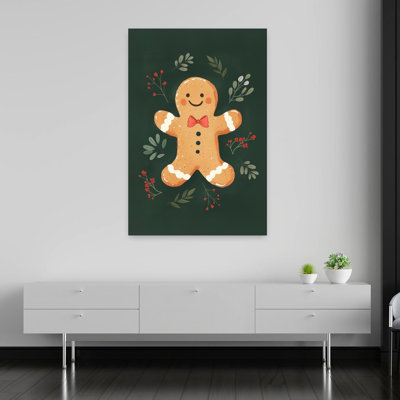 «Happy Gingerbread Man», impression d'art contemporain contemporain paysage d'hiver