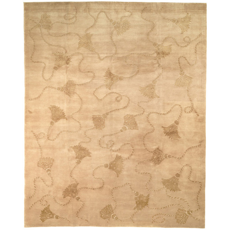 Tibetan Hand Knotted Silk & Wool Pile Floral Rug, Rectangle 5' x 7'6"