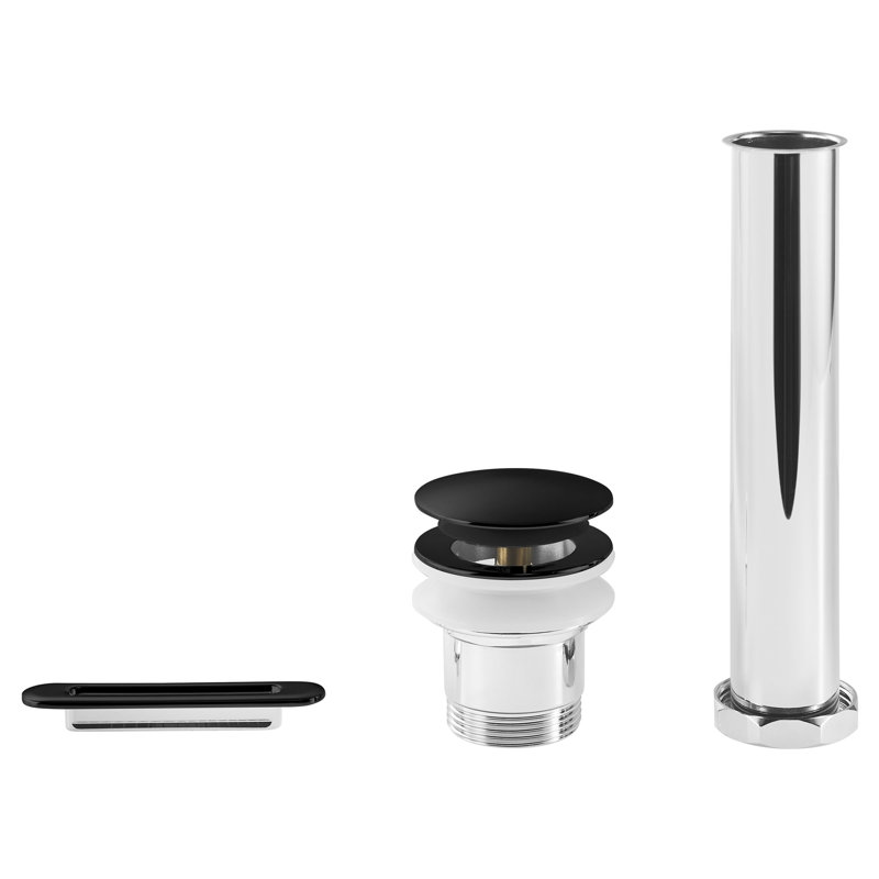 Drain de baignoire escamotable avec trop-plein, Noir mat