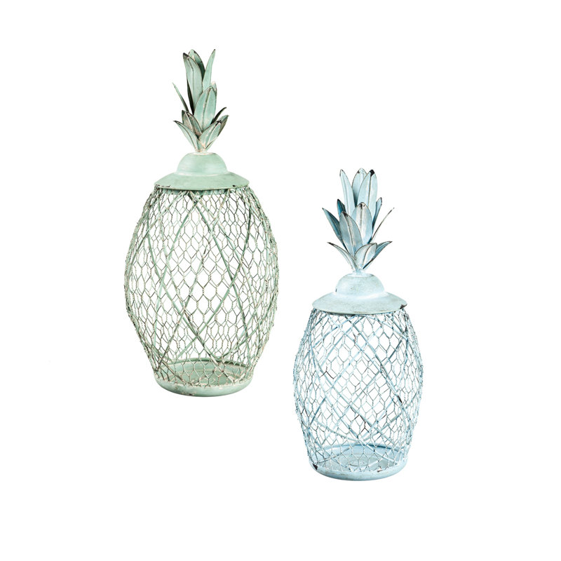 Pineapple Metal Lantern 2 Piece Collection 