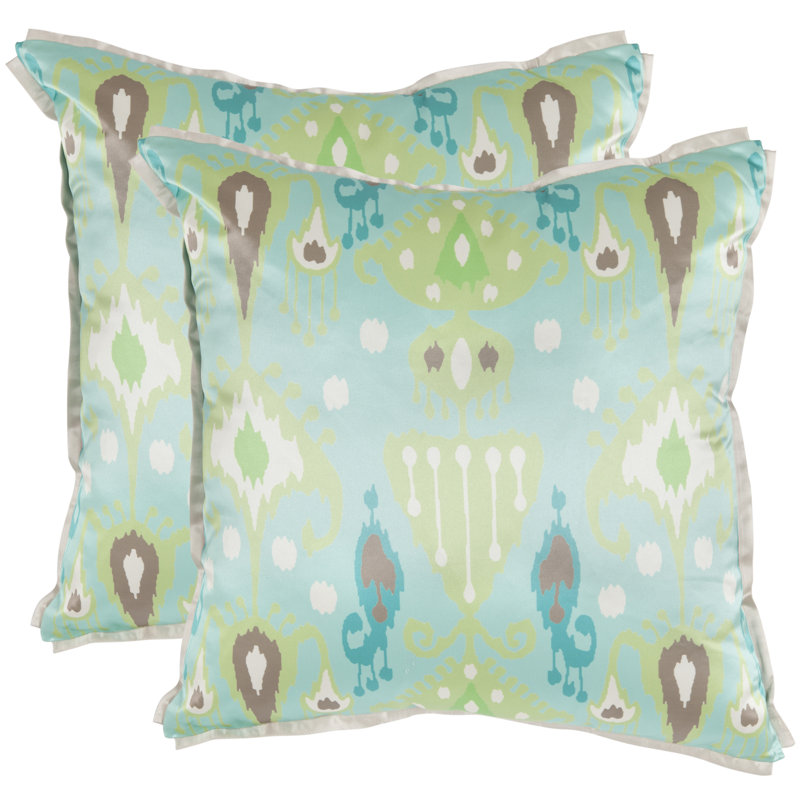 Stella Blue and Green Ikat Square Pillow Set