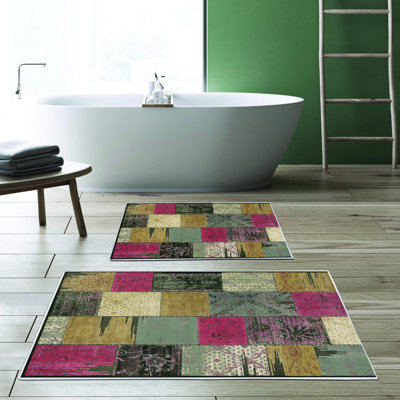 Luxurious Bathmat Set (2 Pieces), 100% Polyester, Non-Slip, Antibacterial | Dimensions: 19.7 x 23.6 inches & 23.6 x 39.4 inches | Ultra-Absorbent, Easy Clean Fabric, Machine Washable at 86°F | Perfect for Bathroom or Spa