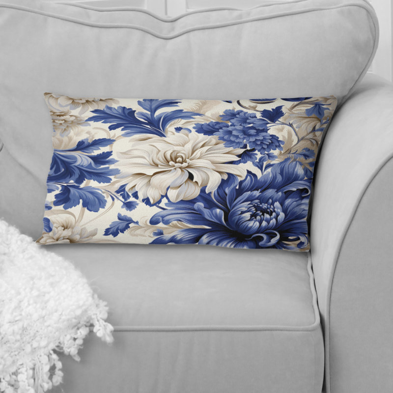 Coussin Cobalt Blue Brocade Victorian