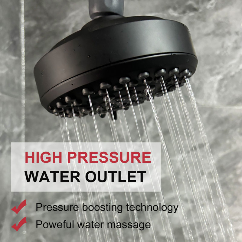 High Pressure Shower Heads 4.7 Inch 10 Settings Rain High Flow Showerhead, Matte Black