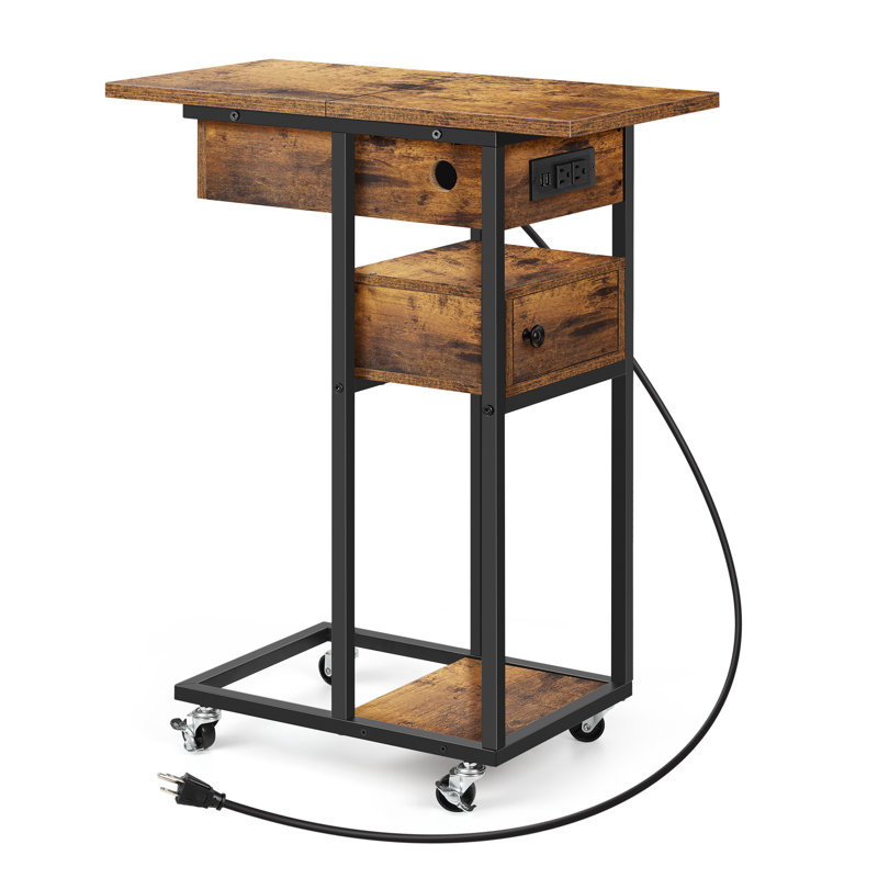 Sacson End Table with Storage and Built-In Outlets