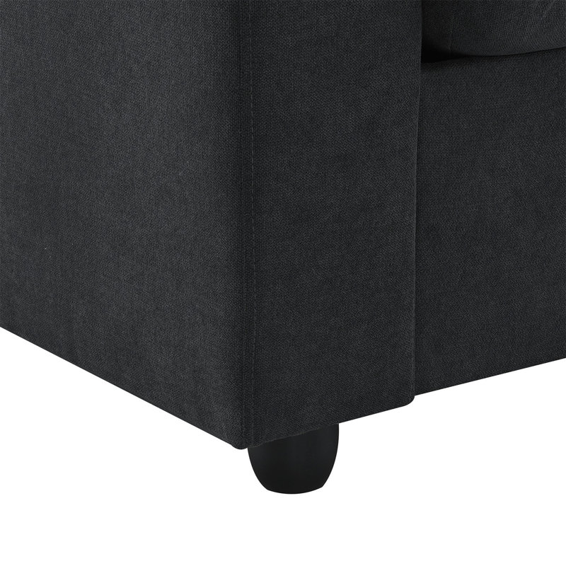3 - Piece Upholstered Sectional, Black Polyester