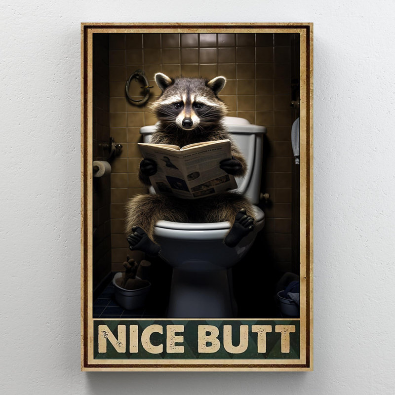 Kojno, raton laveur dans la toilette, beau bout à bout, impression sur toile, H 36 po x l 24 po x P 1,25 po