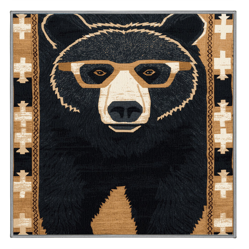  Tapis lavable à motif d'ours à lunettes, Carré 4 pi