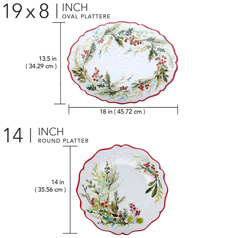 Christmas Gatherings Melamine Round and Oval Platter Set