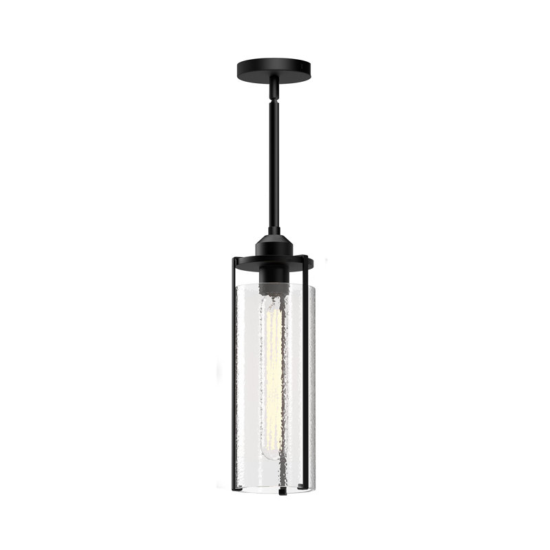 Luminaire suspendu cylindrique simple à 1 lumière Belmont, Noir mat