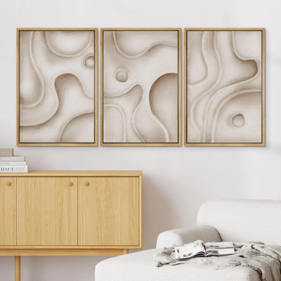 " Abstract Beige And Brown Line Modern Minimalist Geometric Layered Shape Modern Art Decor Boho " 3 - Pieces on