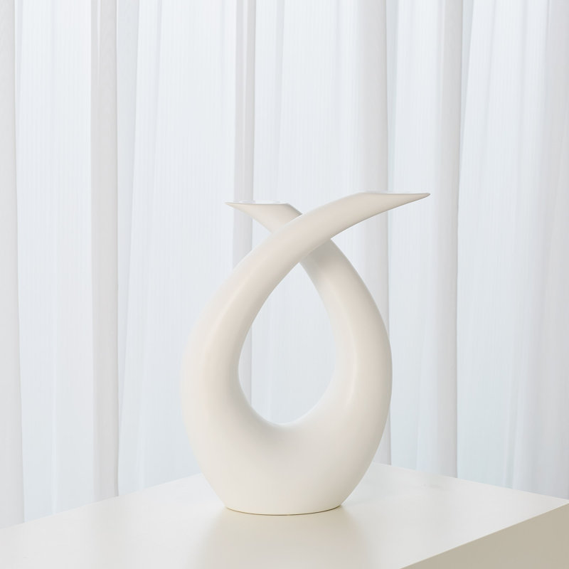 Matte White Ceramic Abstract Loop Sculpture