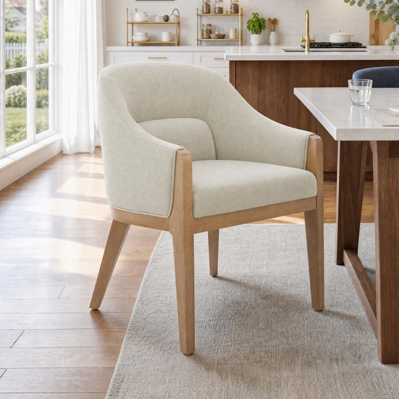 Chaise de salle à manger rembourrée, entièrement assemblée et prête à l'emploi, Linen