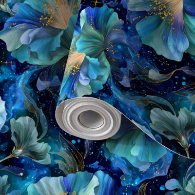 Papier peint auto-adhésif à motif de galaxie botanique mystique pour papier peint auto-adhésif et amovible de qualité supérieure 24 po x 118 po (60 x 300 cm)
