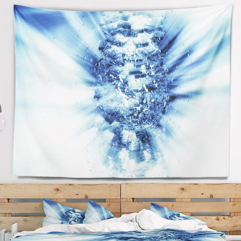 Tapisserie Fractal 3D Blue Splash Burst, H 78 po x l 92 po